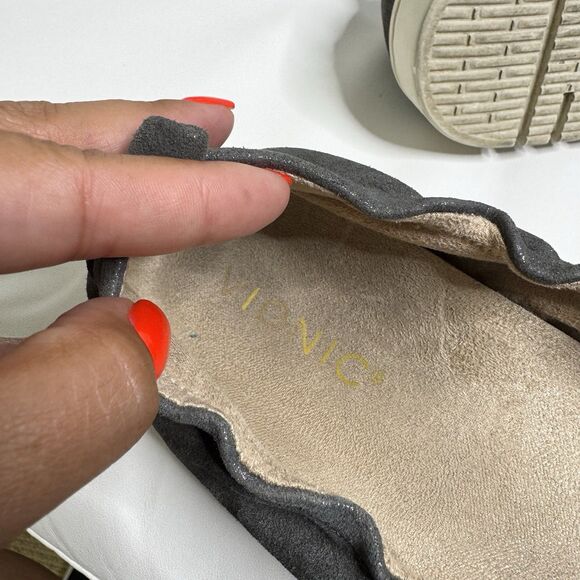 Vionic Slip On Uptown Ballet Flats Sz 7.5 Loafer Shimmer Gray Comfort Orthopedic - Picture 10 of 13